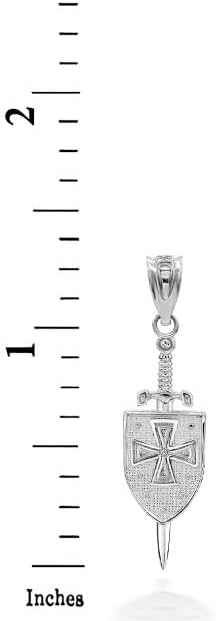 Claddagh Gold 3D Saint Michael Sword & Shield Cross Pendant Necklace 925 Sterling Silver - Image 3