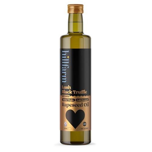 Hillfarm Black Truffle Extra Virgin Cold Pressed Rapeseed Oil - 250ml | Truffle Oil for Finishing & Dressing | Low in Saturated Fat | High in Omega 3 | Rich Earthy Flavour | Gluten Free & Vegan