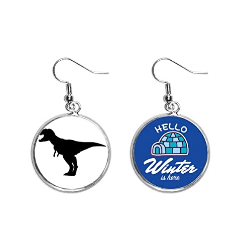 Pendientes de huesos fósiles de dinosaurio con acabado de joyería fina efecto hielo y gota colgante