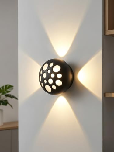Image of Groeien 7 Watts Waterproof LED Round Dome Shape Four Way Indoor Outdoor Exterior Wall Light(Dome-Fourway, 1, Count)
