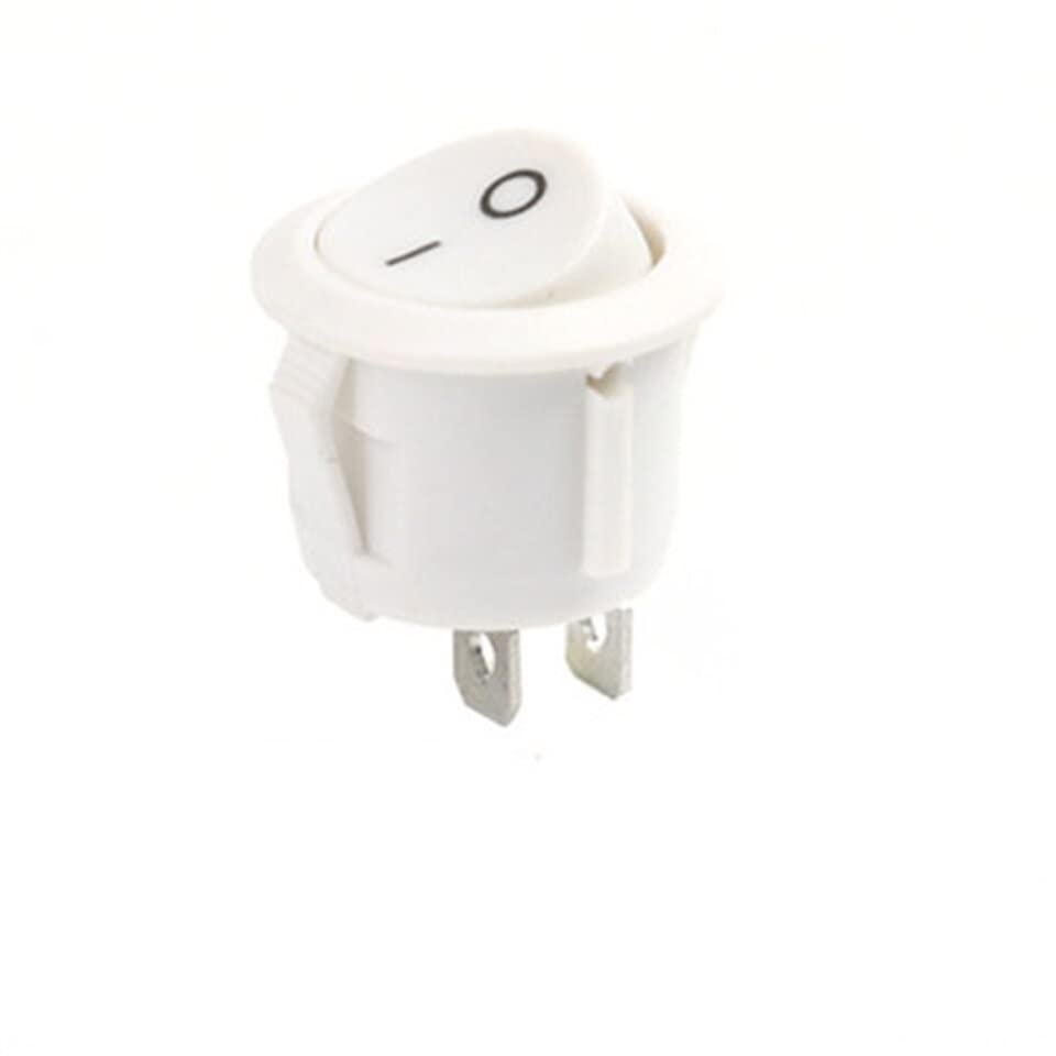 Interruptor 10 Uds CD1-105 pequeño Barco Redondo interruptores Rocer Mini Redondo Blanco Rojo 2/3 Pin ON-Off Interruptor Rocer- (Color : 2pins White-2 Postion, Size : ON-Off)