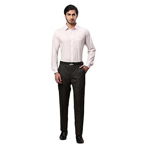 Image of Raymond Men's Pure Cotton Print Pattern Slim Fit Semi Cutaway Collar Full Sleeve Formal Shirt