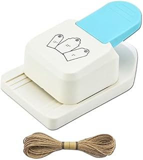 Scallop Tag Punch with Natural Thick Jute String Twin Rope 3 IN 1 3 Sizes Gift Tag Cutter Label Punch Craft Paper Punch Tag Maker for Book Mark,Gift Card Making DIY Projects Scrapbooking,Card Making