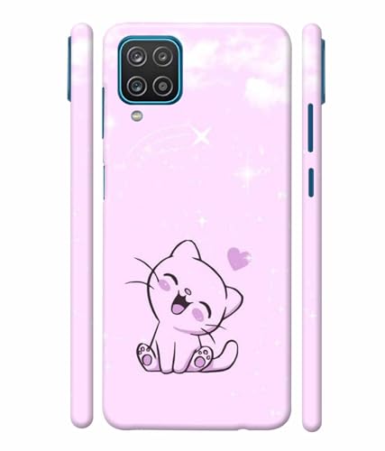 Image of Printed Hard Back Case Cover & Compatible for Samsung Galaxy M12 / Samsung F12 / Samsung A12 | Cute Cat Vector (Multicolor) - D1189