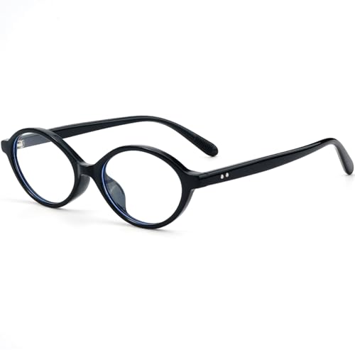 Image of AIEYEZO Small Oval Blue Light Glasses for Women Fashion Retro TR90 Oval Frames Computer Screen Glasses (Black)