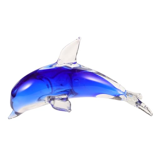 ZUNOXAZ Figurita Delfín Azul Decoración de Escritorio Estable con Base Plana Artesanía Soplada Mano para Adornos de Hogar y Estantes Regalo Delicado para Amigos y Amantes