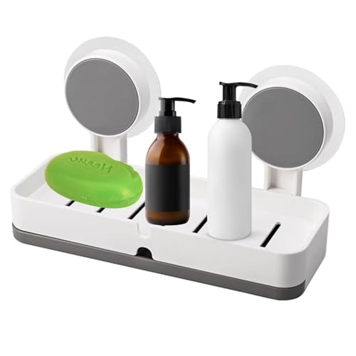 Image of KHEDU FAB Plastic Wall Mounted Drain Soap Box for Bathroom | Non-Drill Wall Mount Magic Sticker Self Adhesive Soap Stand for Bathroom with Removable Drain Tray(Pack of 1)