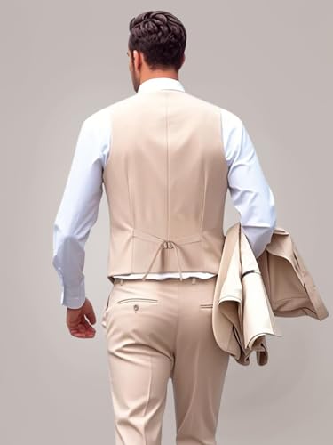 Mens Slim Fit Suit 3 Piece Solid Double-Breasted Casual Business Blazer Set for Weddings Party Tuxedo Jacket Pants3