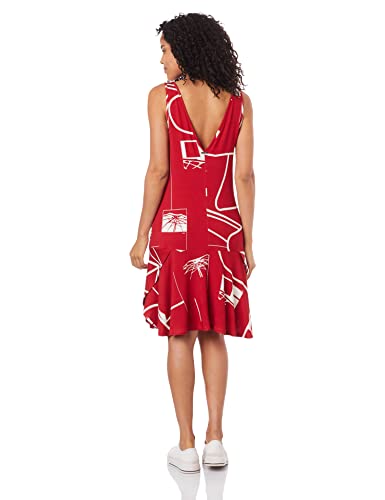 Forum, Curto Estampado, Vestido, feminino, Vermelho/Off, G