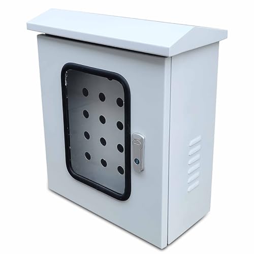 Caja Conexiones Exterior, Caja Estanca Exterior de Doble Puerta, IP65 Armario de Distribución con Placa de Montaje, Cerradura y Ventana de Visualización(60x50x30cm/24X20X12in)