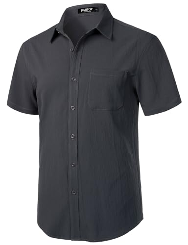 Image of JEMITOP Mens Stretch Wrinkle Free Texture Shirts