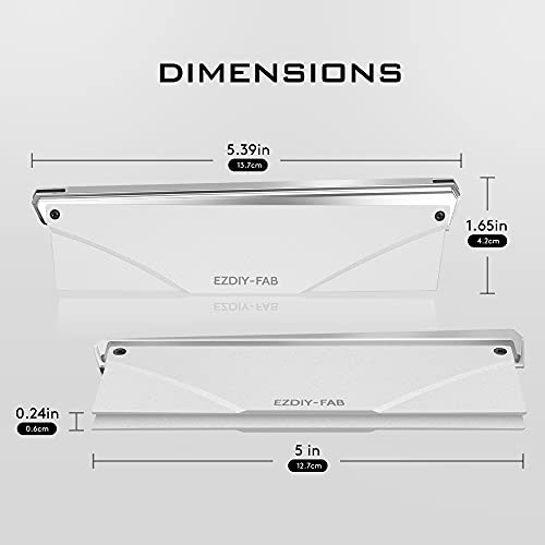 EZDIY-FAB 5V ARGB Memory RAM Cooler DDR Heatsink for DIY PC Game MOD DDR3 DDR4, Plating ARGB Lighting Bar- White (Compatible with Aura Sync, RGB Fusion and Mystic Light Sync)-2 Pack-PI061