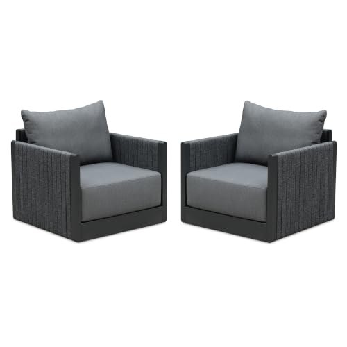 Image of PURPLE LEAF Outdoor Patio Sofa Set 2-Piece Modular Sectional Aluminum Frame with Cushions Manual Weaving Deep Seating Furniture for Porch Lawn Backyard Beige Gray