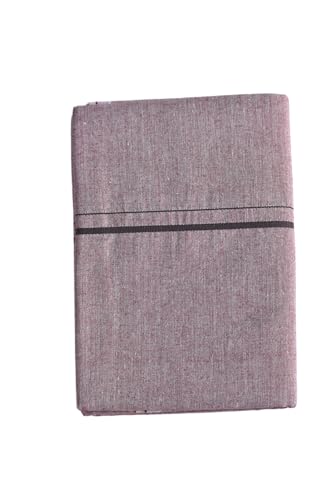 Image of Pure Cotton Dhoti for Men (1.28 x 1.87 m) | Solid Panchalu with Varied Small Color Border | Kerala Cotton Veshti, Khadi Dhoti | Lightweight Pooja & Temple Wear