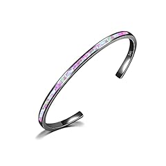 thin open cuff bracelet-black purple