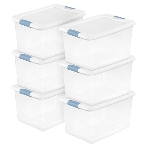 Sterilite 6-Pack Latching Box, Under Bed Storage Bins with Lids...