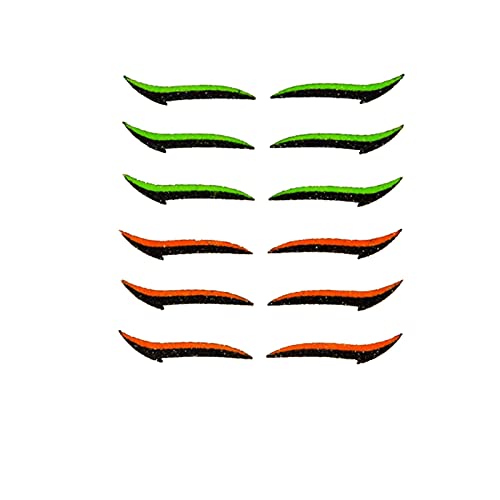 6 Pairs Reusable Adhesive Eyeliner Stickers - Reusable Eyelid Makeup Sticker Set - Instant Outline, Winged ​- Easy, Quick Application, No Smudge Design (Green+Orange)