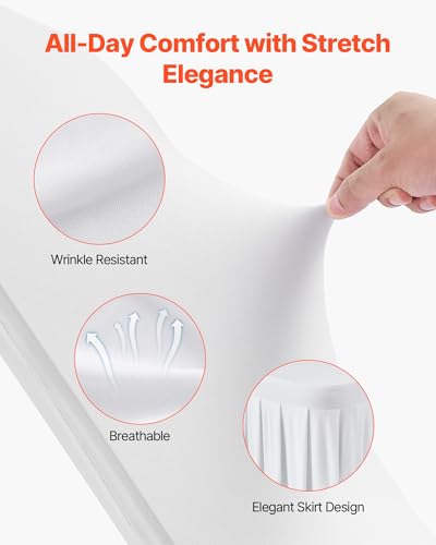 Image of VEVOR Chair Covers, Polyester Spandex Chair Cover, Stretch Slipcovers for Wedding Party Dining Banquet Flat-Front Chair Covers (White-d, 30PCS)