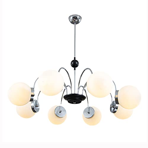 Suspension luminaire cuisine YangRy avec 8 sphères dépolies pour illuminer vos repas en famille