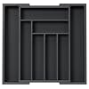 Pipishell Bamboo Expandable Drawer Organizer for Utensils Holder, Adjustable Cutlery Tray, Wood Drawer Dividers Organizer for Silverware, Flatware, Knives in Kitchen, Bedroom, Living Room(M-Black)