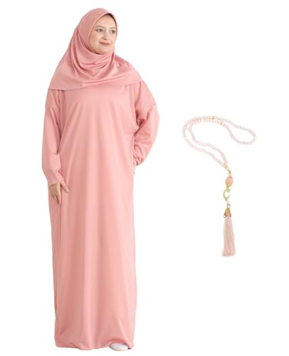 Modish Group Vetement De Priere Pour Femme Avec Chapelet Hijab, Vetements Musulman Pour Femmes, Robe Abaya (Rose, Taille Unique)