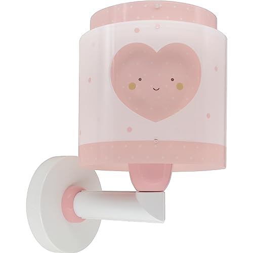 Lámpara aplique de pared infantil corazones rosa para decorar el cuarto del bebé