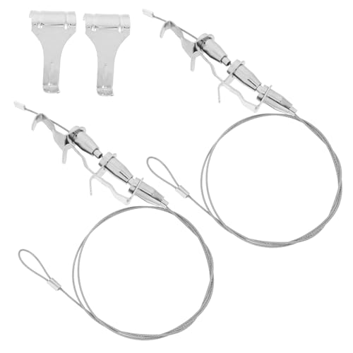 Image of 2pcs Adjustable Steel Wire Picture Hanging System with Hooks Durable Hanging Hardware for Art Frames and Mirrors Versatile Kit Silver for Easy Installation and Secure Display