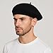 Women French Beret Hat - Winter Warm Wool Artist Beanie Cap | Classic Fashion Beret for Ladies and Girls Black