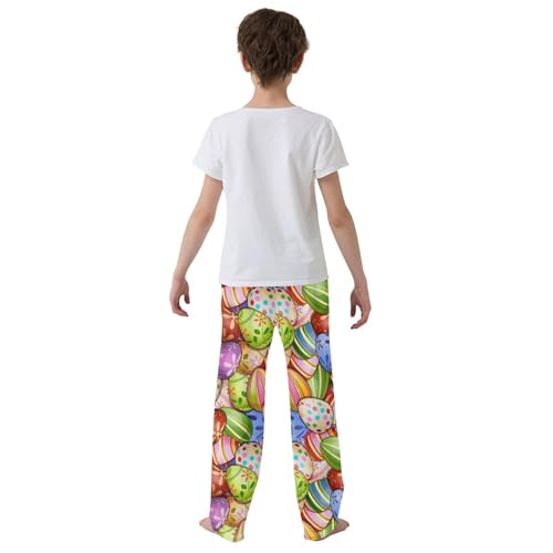 ZZXXB Colorful Easter Eggs Boys Long Pants Soft Trousers Elastic Waist Kids Lounge Bottoms with Pockets S-XL3