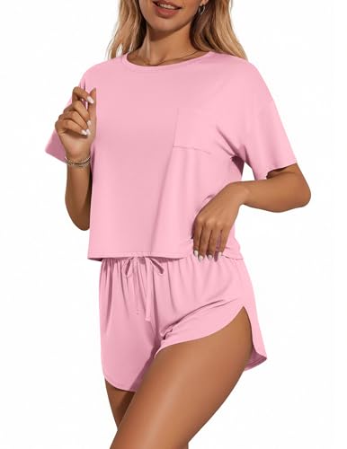 Image of Ekouaer Womens Pajama Sets Sexy Lounge Sets Side Split Short Pj Sets Cute Pjs 2 Piece Comfy Sleepwear Loungewear