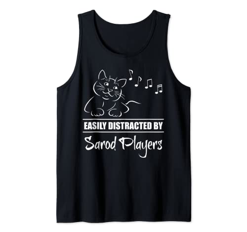 Curious Cat Easily Distracted By Sarod Players Fun Whimsical Tank Top #TOP3