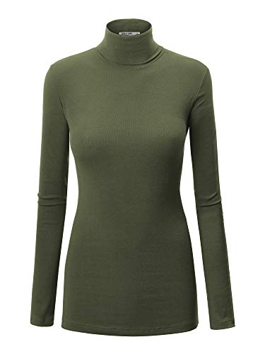 Image of Lock and Love Women's Turtleneck Top Lightweight Long Sleeve Slim Fit Pullover, Soft Rayon Stretch Layering Basic, S-3XL