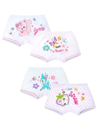 Image of BODYCARE Printed Girls Boyshorts Pack of 4 | 100% Cotton Ultra Soft Breathable Innerwear with Inner Elastic Band | Skin Friendly, Tagless Comfort | Ideal for School