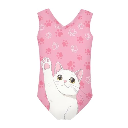Image of Cartoon Pattern Kids Girls Bathing Suits One Piece Swimsuit Soft & Quick Dry, 5-14Years