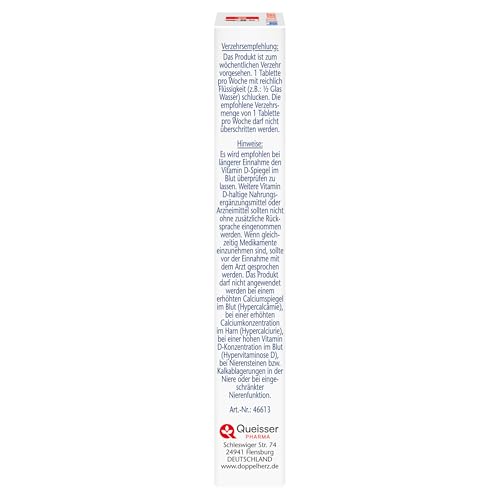 Doppelherz Vitamin D3 7000 I.E. WOCHENDEPOT - Mit nur einer Tablette 7 Tage versorgt - 15 Wochen-Packung - 15 Mini-Tabletten