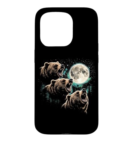 Grizzly Bear Moon - Funny Outdoors �L�����v �~�[�� �O���Y���[�x�A�[�Y �X�}�z�P�[�X iPhone 15 Pro �p