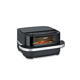 SEVERIN Freidora de aire S-Fry Pizza & More, 10 programas automáticos para pizza y más, distribución óptima del calor, forma extraancha, ventana de visualización, 4 l, 2100 W, negro, plateado, FR 2464