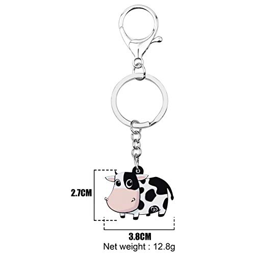 WEVENI Acrylic Cute Dairy Cow Keychain Cattle Keyring Farm Jewelry Charms For Women Girls4