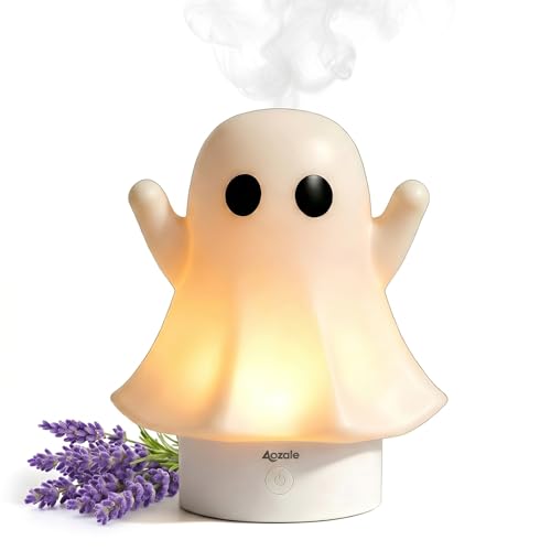 Aozale Cute Ghost Essential Oil Diffuser 120ML Ultrasonic Cool Mist Humidifier with 7 Color Night Light & Auto Shut-Off Ghost Room Decor for Bedroom & Office Aromatherapy Gift for Women & Kids