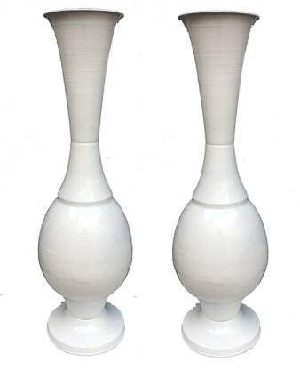Maya Hand Crafted Plain White Iron Vase for Home and Office Decoration Purpose - 24 Inches Doule Piece…