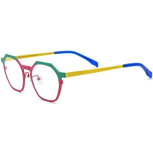 Image of FONEX Colorful Pure Titanium Glasses Frame Women Retro Round Eyeglasses
