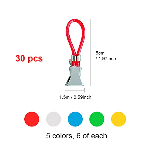 XINGSUI 30 Pcs Tea Towel Clip,Cloth Hanging Clips,Metal Clip with Hooks,for Hanging Beach Towel,Bath Towel(5 Color) - Image 2
