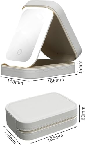 Image of LED Makeup Mirror with Storage Box | Touch Control Vanity Mirror with 3 Light Modes | Foldable Tabletop Makeup Mirror for Daily Beauty Routine