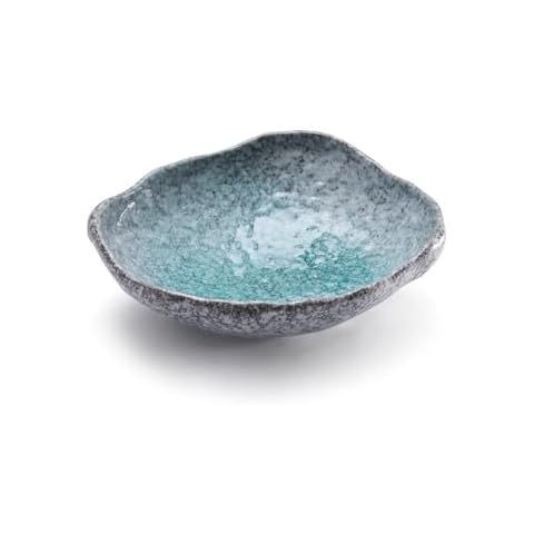 VOMANA Ceramic Decorative Dish, Irregular-edge Stoneware Centerpiece Dish for Coffee Garden Home Entryway Table, Key Bowl, Fruit Bowl, Handcrafted Gift Décor (10 inch White and Green) Cover