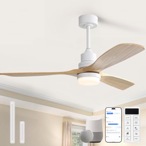 Image of Sofucor 52 Inch Smart Wood Ceiling Fans with Lights, APP /Remote Control