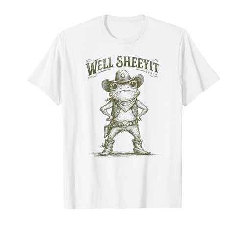 Funny Frog Sheriff Meme Well Sheeyit Sarcastic Cowboy T-Shirt