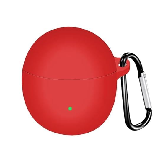 Image of Amazon Basics Case for Oppo Enco Air 3, Silicone Soft TWS Pouch with Hook, 360 Full Shock-Absorbing Protection (RED) (Cover Only)