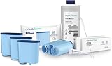 Aquafloow kit de mantenimiento para cafetera Philips/Saeco – 4 filtros compatibles AquaClean CA6903, descalcificador 1000 ml, 20 pastillas de limpieza, cepillo y grasa de silicona