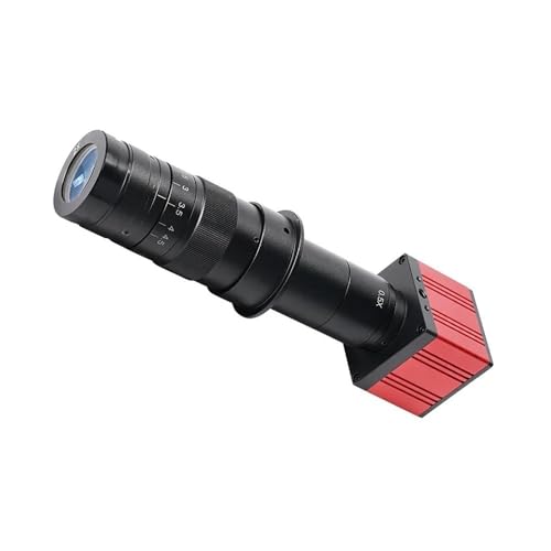 顕微鏡キット 51MP 1080P 顕微鏡カメラ 180X C マウントレンズ USB 産業用電子デジタル顕微鏡 顕微鏡レンズアダプター(Red Camera and Lens)