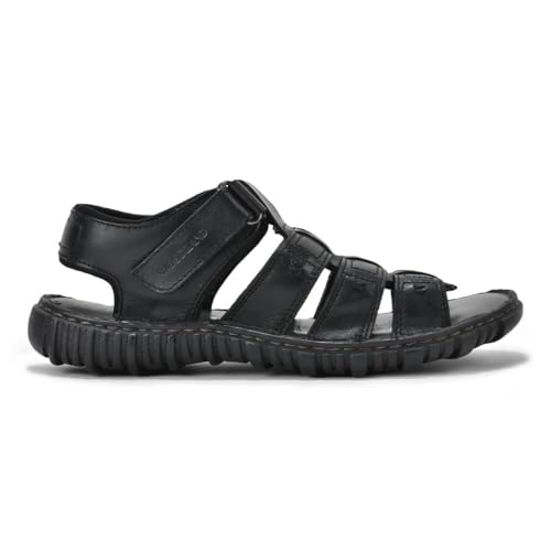 Image of Woodland Men Black Strappy Sandals